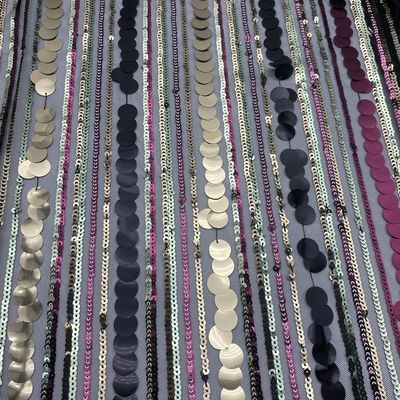 Qualität  Elegant QUICK DRY stripe polyester mesh with sequin embroidery fabric for evening dress usine